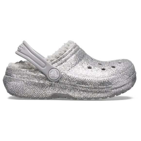 NWT Crocs Classic Glitter Sherpa Fleece Lined Clog Cozy Glam Slip On Y2K J6 W8 - Picture 1 of 9